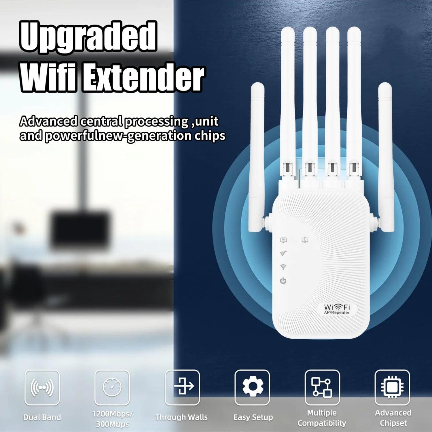 5Ghz WiFi Repeater 1200Mbps Router WiFi Extender Amplifier Dual Band 2.4G/5GHz Wi-Fi Signal Booster Long Range Network