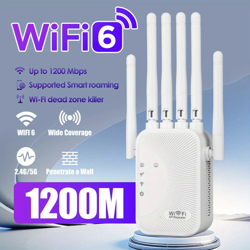 5Ghz WiFi Repeater 1200Mbps Router WiFi Extender Amplifier Dual Band 2.4G/5GHz Wi-Fi Signal Booster Long Range Network